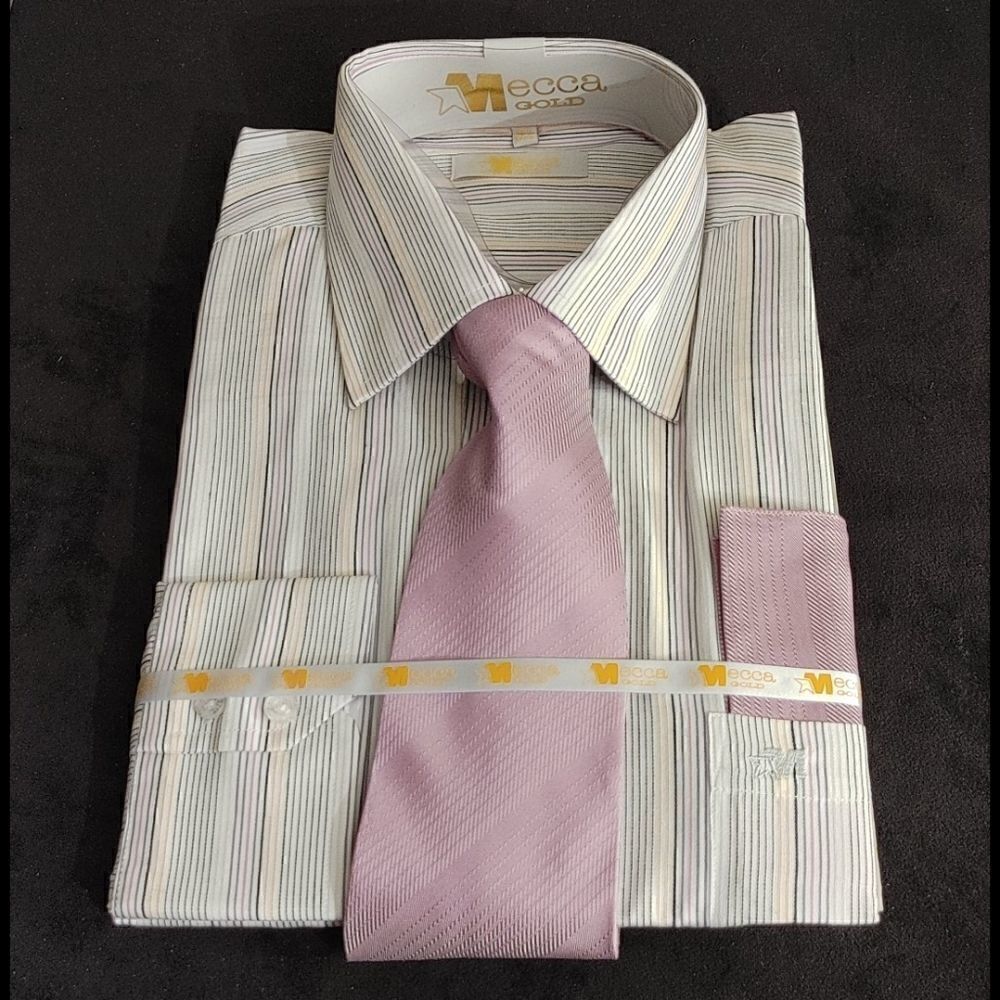 MEN'S MECCA GOLD LAVENDER DRESS SHIRT & TIE COMBO